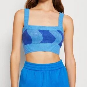 NWT Noisy May, size Small, Cosmic Square Neck Sweater Tank In Azure Blue
